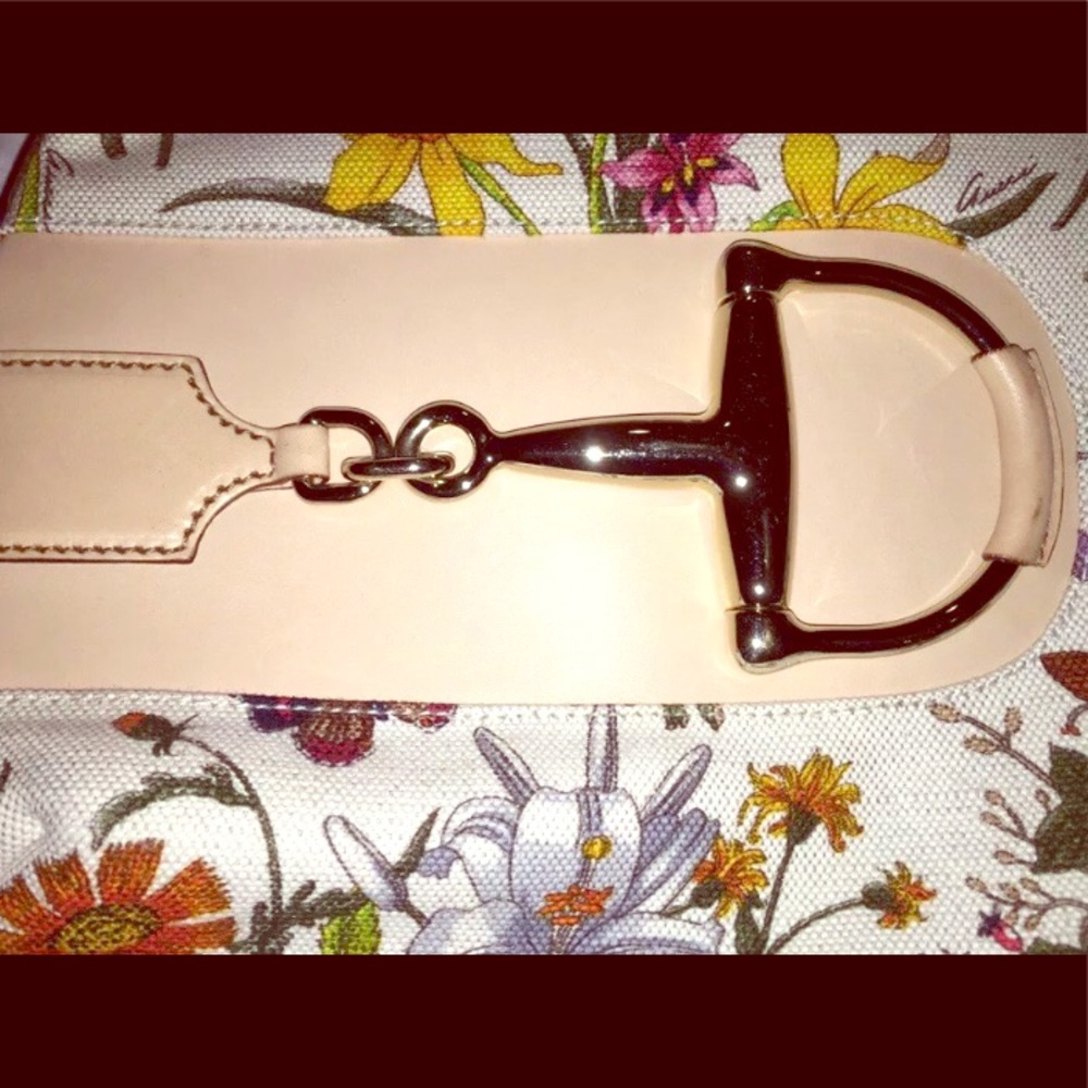 Gucci Horsebit White Floral Bag Purse Tote